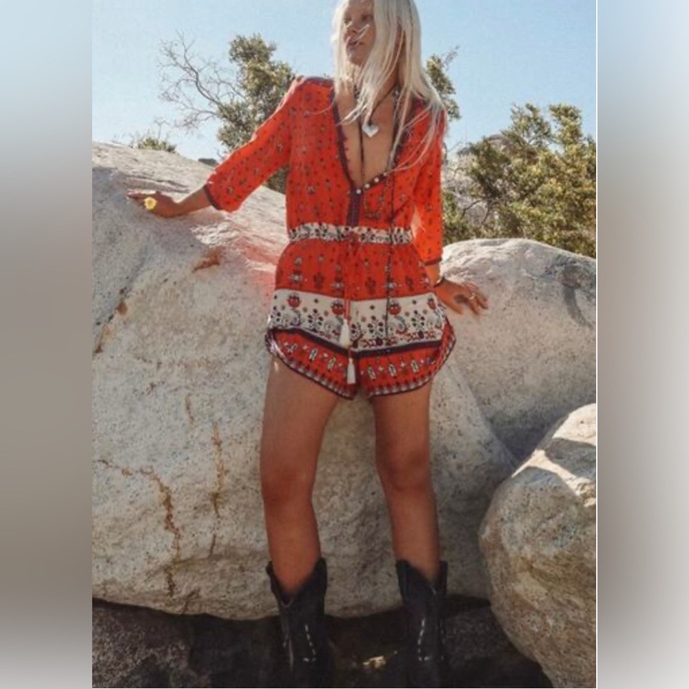 Spell Desert Wanderer Playsuit in Sunset - Picture 2 of 16